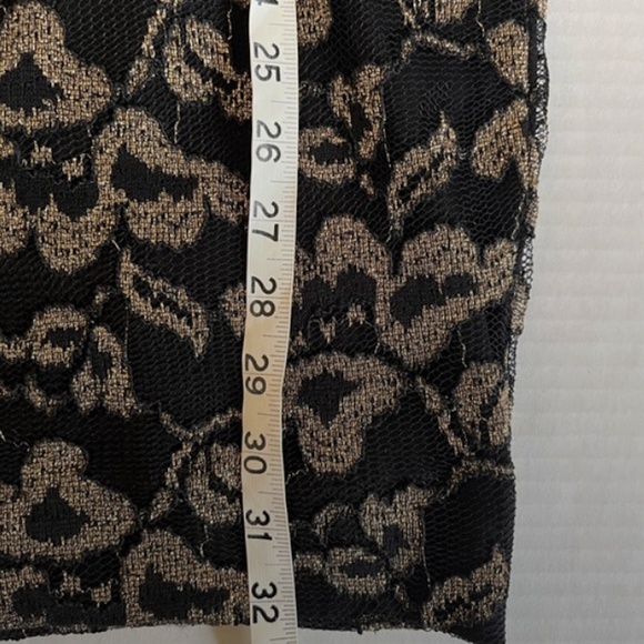 Dress The Population Erica black gold lace long sleeve mini dress plunge XS - Picture 8 of 9